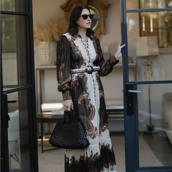 HEMANT & NANDITA Dresses & Skirts - HEMANT & NANDITA gold and Brown Patterned Maxi Dress